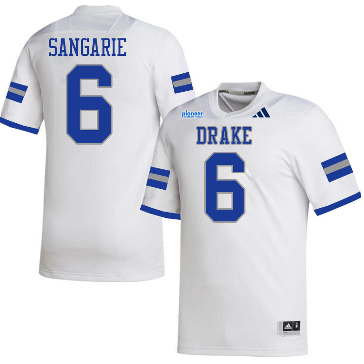 Drake Bulldogs #6 Shaku Sangarie College Football Jerseys,Uniforms-White